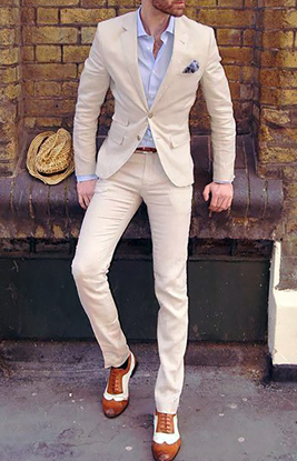 Picture of Cream slim fit two-piece suit