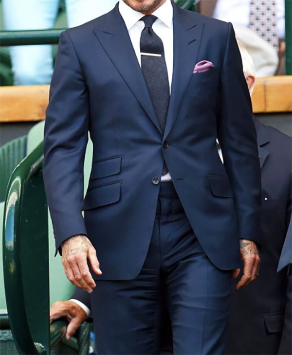 Picture of Single breasted navy blue two-piece suit