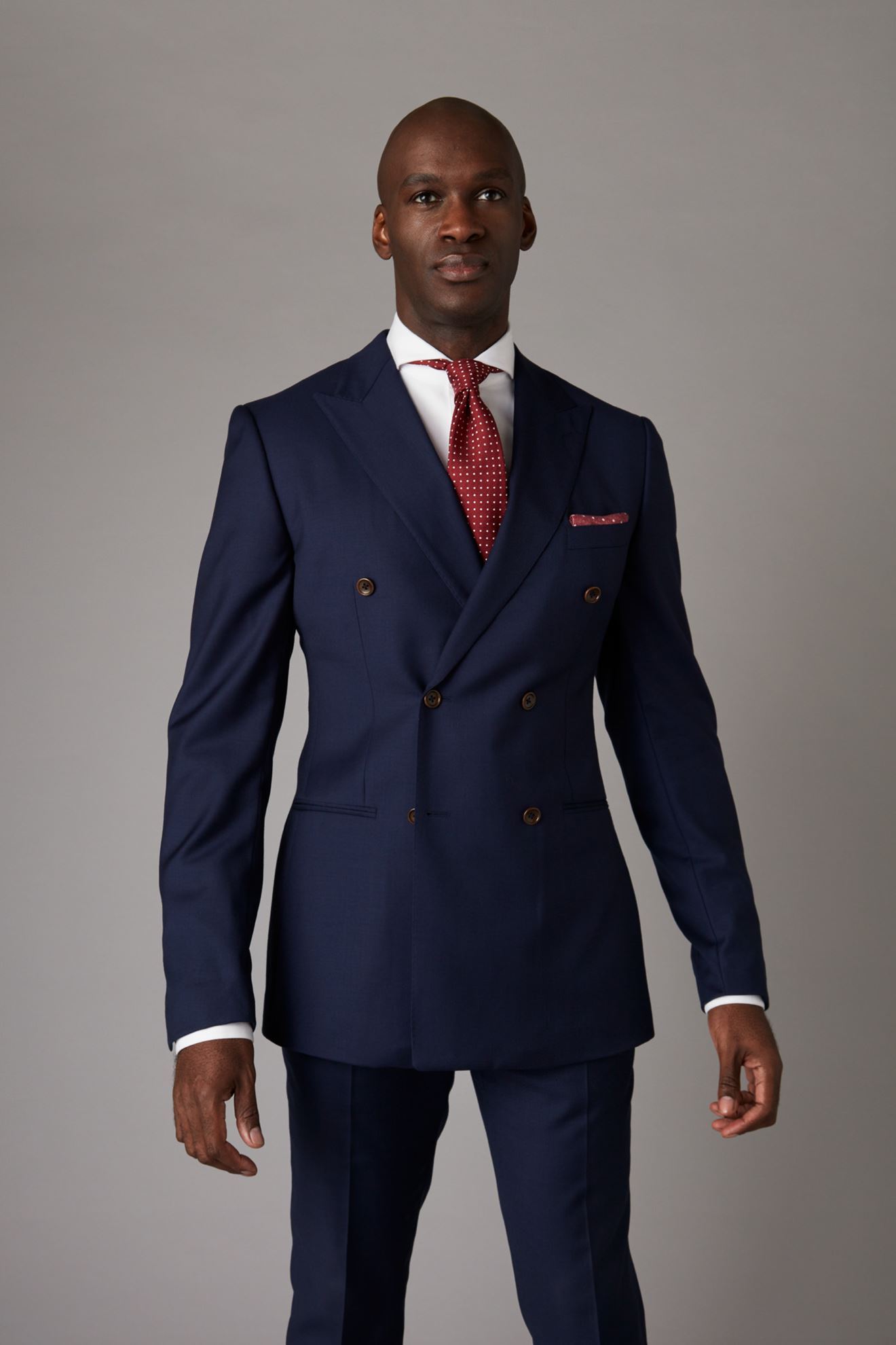Picture of Double-Breasted Dark Navy Blue Two-Piece Suit