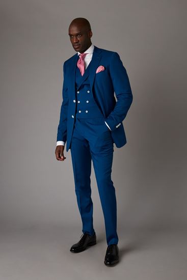 Picture of Blue three-piece with double breasted waistcoat