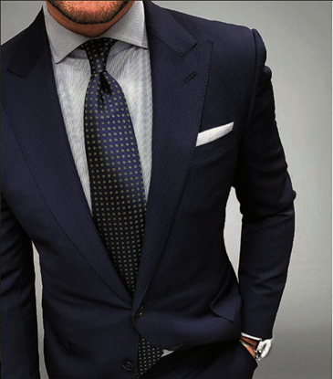Picture of Navy blue pin-striped two-piece suit
