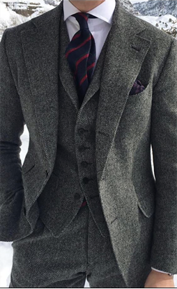 Picture of Grey Tweed-Effect Three Piece Suit