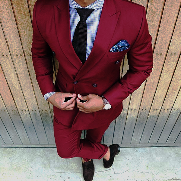 Picture of Maroon double-breasted two-piece suit